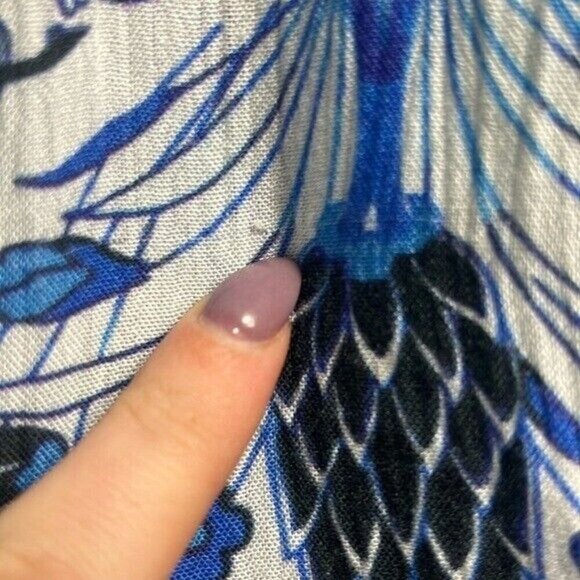 Hemant & Nandita Blue and White Beaded Zipper Boho Printed Maxi Dress - Picture 11 of 16